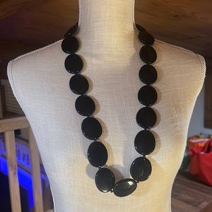 Black Flat Rounded Shiny Beaded Necklace